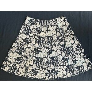 Vision by Shirin Black & White Floral Sequin A-Line Skirt Women’s M Cotton Blend